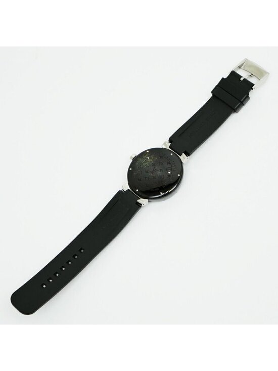 Louis Vuitton Tambour in Black GMT Dial Stainless Steel Rubber Quartz Watch main image 4
